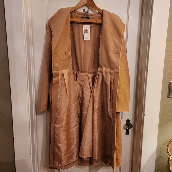 Plus Size Hearts & Roses Vintage Style Camel Fit and Flare Pin Up Coat XXL 20 - Picture 16 of 16